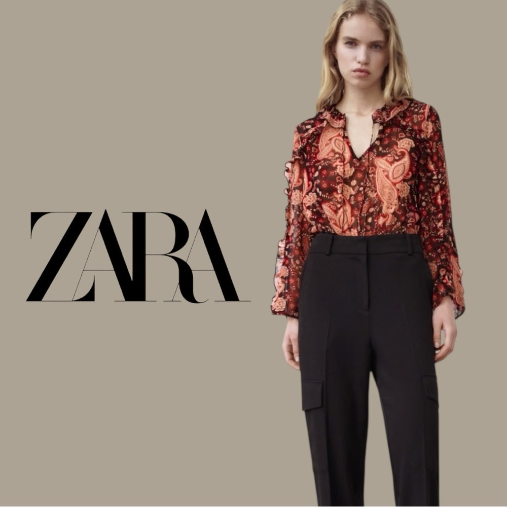 🌷Zara Paisley Print Sheer Bodysuit Blouse Size M 3/$30